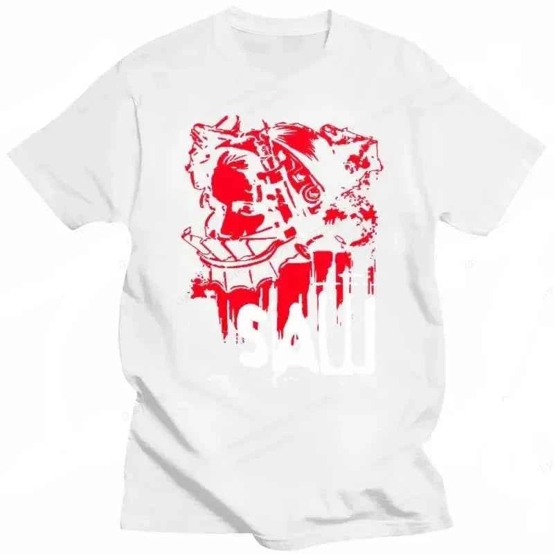 Movie SAW Horror Head Torture T Shirt Men Women Fashion Cotton T-shirt Vintage Clothes O-Neck Tees Horror Harajuku Tops 71723