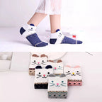 5 Pairs Lot Pack Women Socks Spring Summer Animal Unicorn Cat Fox Ear Cartoon Happy Funny Cute Lovely Cotton Ankle Socks Heart