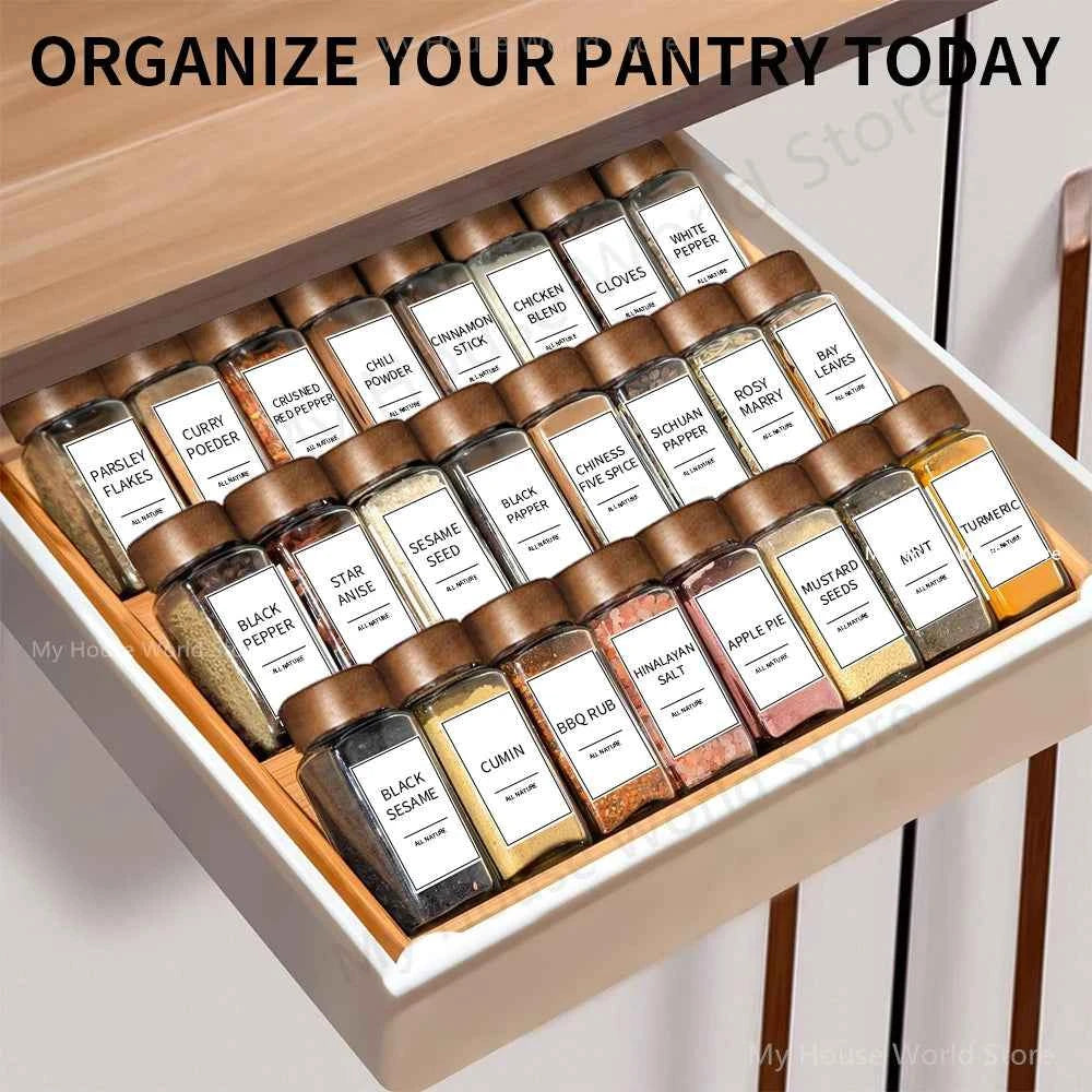 13Pcs Glass Spice Jars with Bamboo Lids 4oz Glass Jars Spice Jar Set Seasoning Jars Organizer Storage Bottles for Spice Rack