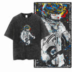 SA ASTRONAUT SPACE THEMES Printed Cotton Acid Washed Graphic Unisex T Shirt Cool Streetwear Men Tshirts Big Size Tee for men