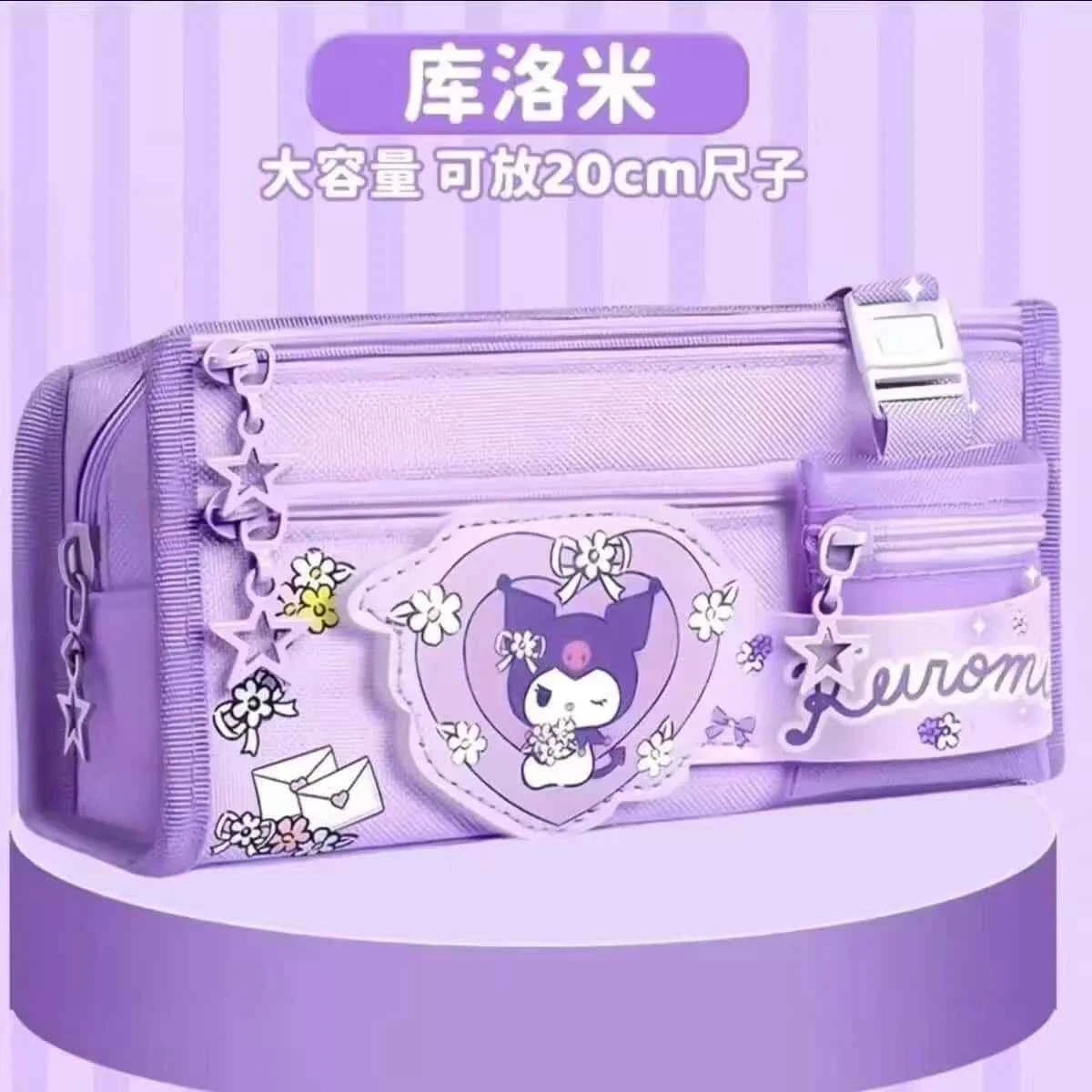 Sanrio Series Pencil Case Kuromi Cartoon Animation Good-Looking Large Capacity Children Pencil Storage Stationery Box Wholesale