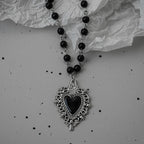 Gothic Bat Cross Dark Pendant Necklace Set, Y2K Personalized Thorn Love Black Bead Stacked Necklace Set, Suitable as Halloween G