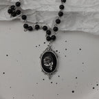 Gothic Bat Cross Dark Pendant Necklace Set, Y2K Personalized Thorn Love Black Bead Stacked Necklace Set, Suitable as Halloween G