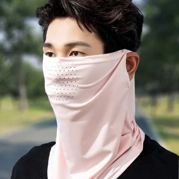 1Pcs Summer Ice Silk Cycling Masks Hanging Ear Breathable Anti-UV Face Scarf Neck Cover for Outdoor Hiking Sunscreen Balaclava