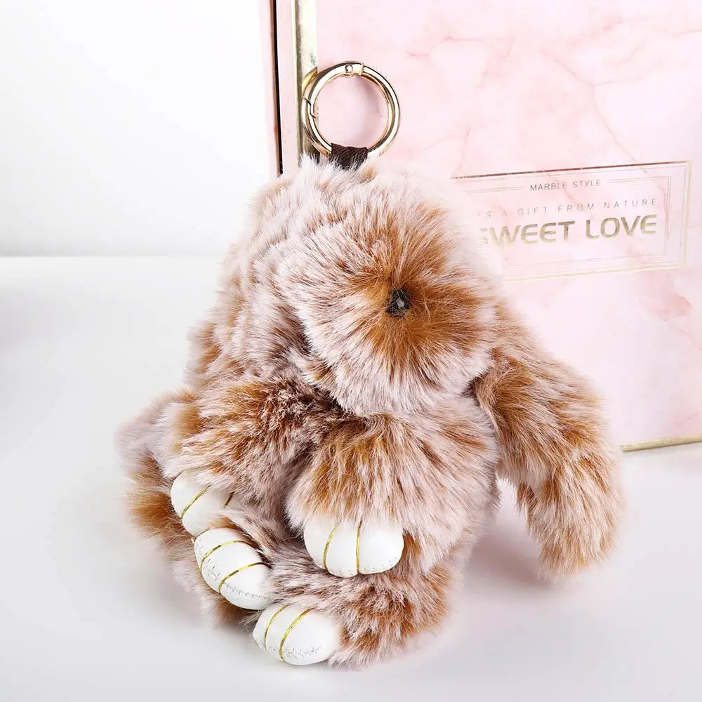 Fluffy Bunny Plush Keychain Cute Rabbit Bag Charm