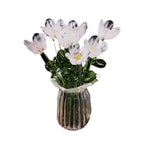 Glass Flower Decor Handcrafted Floral Sculpture Hand-blown Glass Flower Bouquet with Vase Mini Floral Decoration for Home Room