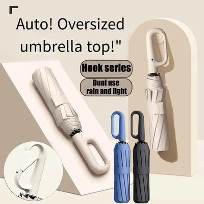 Oversized Reinforced Windproof Rainproof Dual-use UV Resistant Fully Automatic Rotating Ring Buckle Umbrella Fold Double Keel