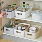 5pcs Stackable Storage Box Set,Rectangular Plastic Organizer Containers,Durable, Reusable,for Kitchen,Bathroom,Dorm Essentials