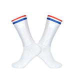 Aero Cycling Summer Anti Socks Whiteline Slip Silicone Socks Men Bicycle Sport Running Bike Socks Calcetines Ciclismo