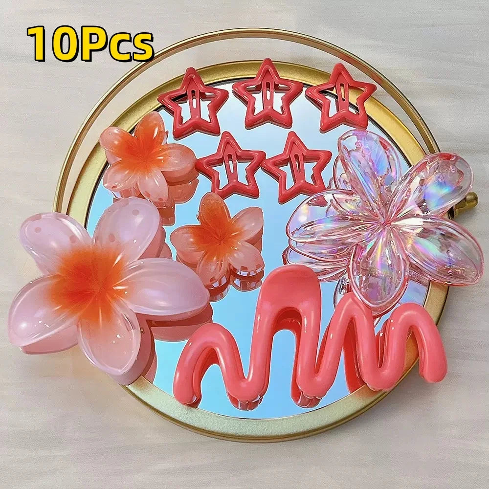 3Pcs/18Pcs Egg Flower Hair Clips Gradient Candy Color Flowers Suitable for Daily Backcombed Ponytail Shark Clip Hair Accessories