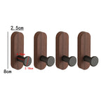 Self Adhesive Mounted Walnut Wood Wall Hooks for Hanging Coat Towel Clothes Blanket Hat Backpack Robe Entryway Key Holder