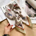 Luxury Chain Print Small Square Scarf Simulated Silk Thin Neck Scarf Fashion Sunscreen Headscarf For Women 70x70cm
