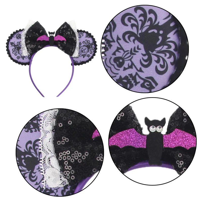 2026 Latest Fashion Ear Headband Sequin Bows For Girl Adult Kids Halloween Party Cosplay Hair Accessories Princess Hairband