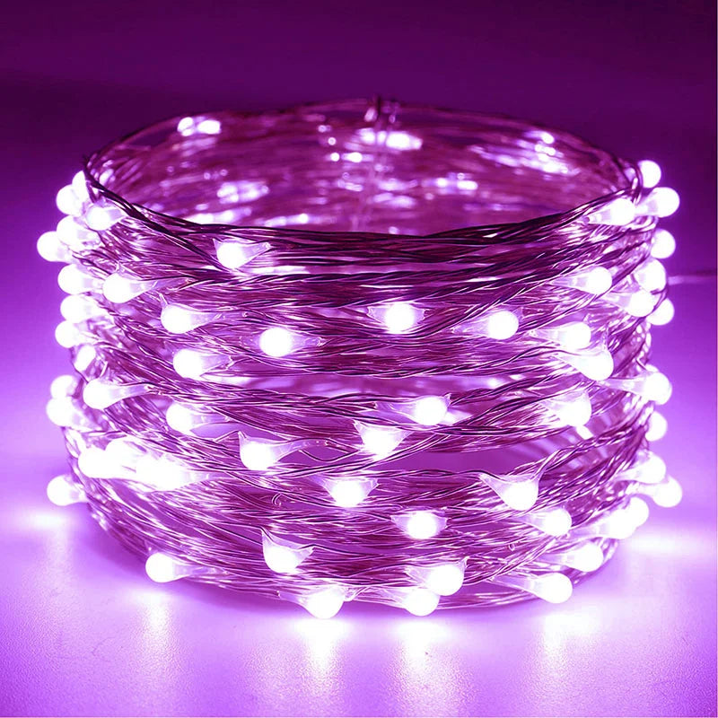 5M 10M Waterproof USB Battery LED Lights String Copper Wire Fairy Garland Light Lamp Christmas Wedding Party Holiday Lighting