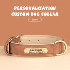 Personalized Dog Collar Custom Engraved PU Leather Dog Collars Free Engraving ID Tag Nameplate For Small Medium Large Dogs - WTN Essentials 