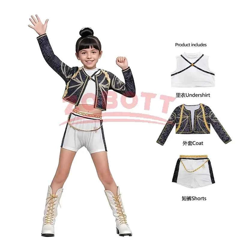 Kids K-Pop Demon Hunters Zoey Rumi Mira Costume Fancy Dress Cosplay Virtual Idol Movie Cosplay for Girls' Kids Halloween Carniva