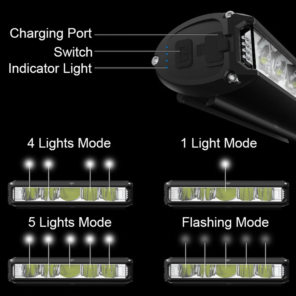 Fivemi 5Led MTB Bicycle Lights 10000MAH Rechargeable Bike Light Flashlight Outdoor Cycling Bike Accessories for Electric Scooter