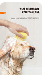 Dog Bathing Brush Pet Massage Brush Shampoo Dispenser Soft Silicone Brush Rubber Bristle for Dogs and Cats Shower Grooming Tool - WTN Essentials 