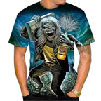 Summer Fashion Nostalgic 3D Printed Heavy Metal Music Devil Cool Fashion Personalized T-shirt