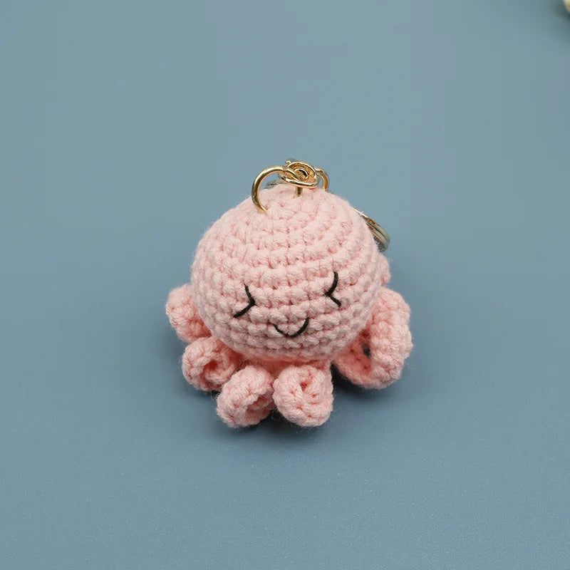 Ocean Series Animal Doll Crochet Keychain Handmaking Knitted Tropical Fish Keyrings Crochet Shark Doll Keychain Custom Accessory