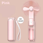 Portable Mini Handheld Fan Small Pocket Fan USB Rechargeable Battery Fan Folding Cooling Hand Fan Mini USB Fan with Power Bank