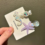 AWAYTR 2PCS Elegant Starfish Star Shell Hair Clips For Ladies Hairpins Summer Beach Holiday Party Barrettes Hair Accessories