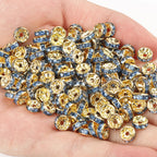 50pcs Rhinestone Spacer Beads Multi-color Crystal Metal Spacers Rondelle Beads for Jewelry Making DIY Bracelets Accessories