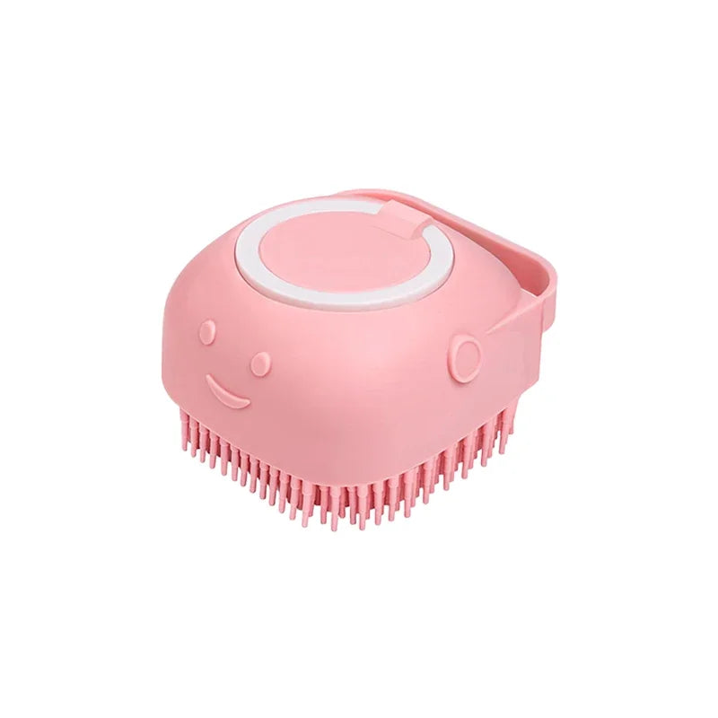Dog Bathing Brush Pet Massage Brush Shampoo Dispenser Soft Silicone Brush Rubber Bristle for Dogs and Cats Shower Grooming Tool - WTN Essentials 