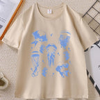 Vintage Jellyfish T-Shirt Summer Ocean Tee Sea Creature Top Beach Lover Gift Men Women Casual Round Neck Printed T Shirt