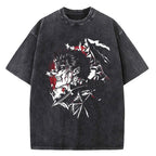 Berserk Print T Shirt Men Vintage Washed T-Shirt Anime Guts Graphic Tshirt Hip hop Streetwear Tees Casual Berserk Clothes