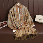 2025 new ethnic style retro shawl cashew flower geometric scarf cloak tassel scarf multi-color variety options available