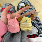 S Mini Pink Fluffy Rabbit Coin Purse Keychain Bag Charm Cute Cartoon Headphone Case Storage Bag Gift Creative Festival Supplies