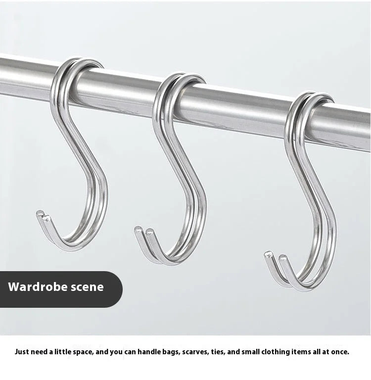 10 pcs Stainless steel S shaped hook Large hook S hook, multi purpose S shaped hook metal S-hook hook for kitchen and bathroom