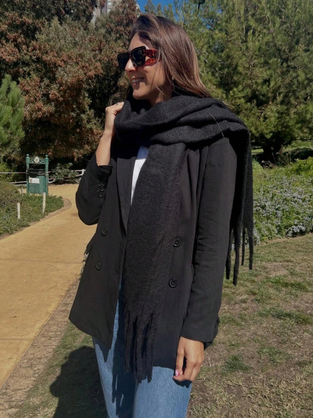 2025 Women Scarf Winter Warm Thick Shawl Wraps Fashion Solid Color Pashmina Scarves Long Tassel Hijab Stoles Bufanda Cashmere