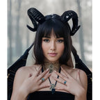 Black Demon Horn Headdress Cosplay Headwear Gothic Animal Sheep Devil Horns Headband Halloween Carnival Party Costume Props
