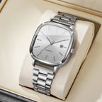 Fashion Square Men Business Watches Analog Calendar Quartz Watch for Mens Clock Reloj Hombre（Without Box）