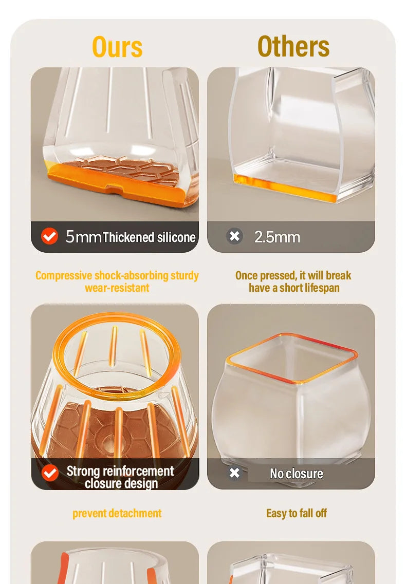 Thicked Chair Leg Floor Protector Silicone Anti-Slip Furniture Pads Wear-resistant Table Leg Cover Scratch-proof Floor Protector