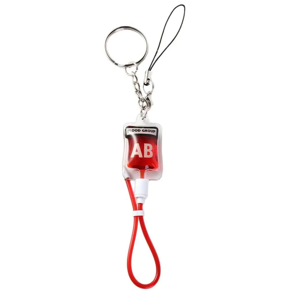 New Style 1 Pcs Blood Type A B O AB Plasma Pack Blood Bag PVC Pendant DIY Jewelry Making Gift Charm Keychain Accessory Keyring