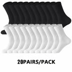 5/10/20 Pairs Neutral Solid Color Round Neck Socks Spring Autumn Sweat Absorbing Breathable Comfortable All-season Sports Socks