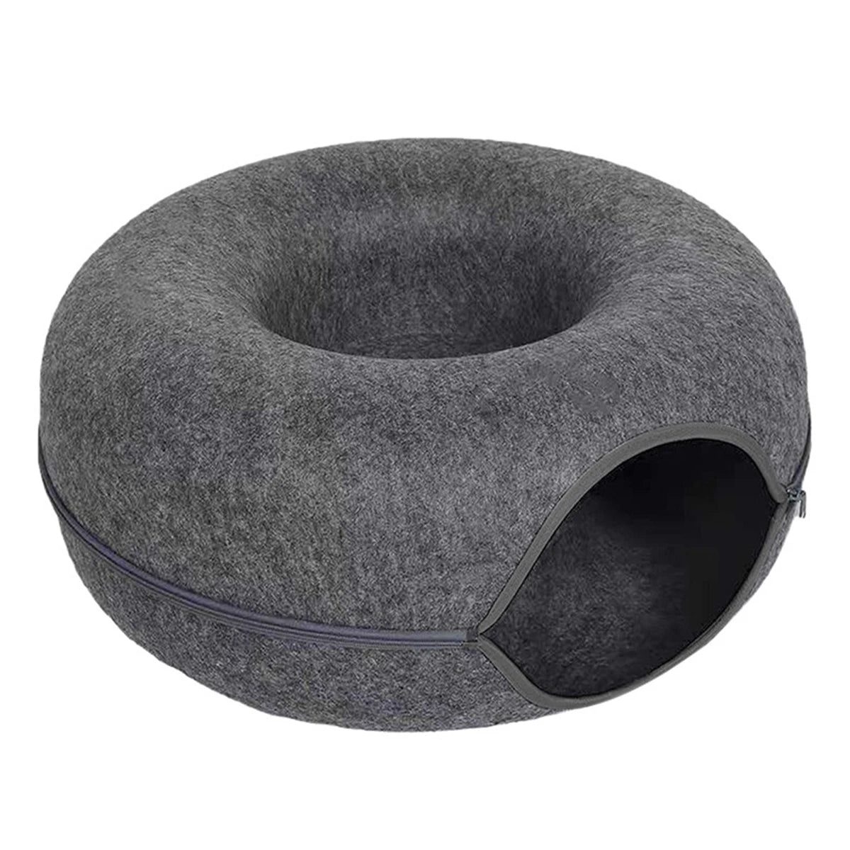 Felt Donut Bed for Cats House With Breather Hole Dog Bed Interactive Play Toys for Cats to Hide 2 in 1 Tunnel for Cats Bed - WTN Essentials 
