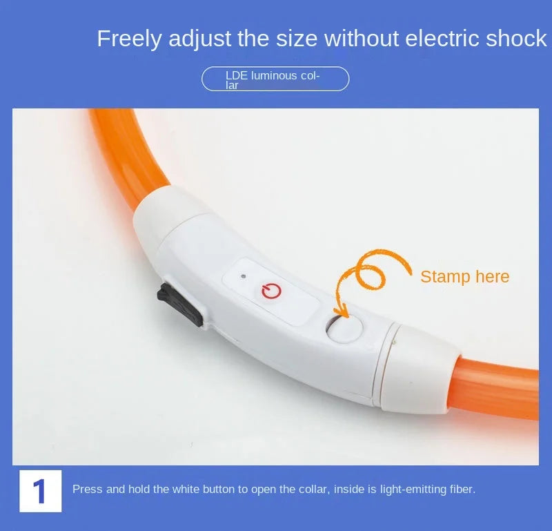 USB Rechargeable Luminous Collar Adjustable Led Glowing Dog Collar for Large Small Dogs Cat Night Light Collar Pet Safety Harnes - WTN Essentials 