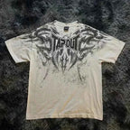 2000s American New Retro Casual Hip-Hop Gothic Print Women Clothing  Fashion T shirt Street Short Sleeved Men And Women Y2K Tops
