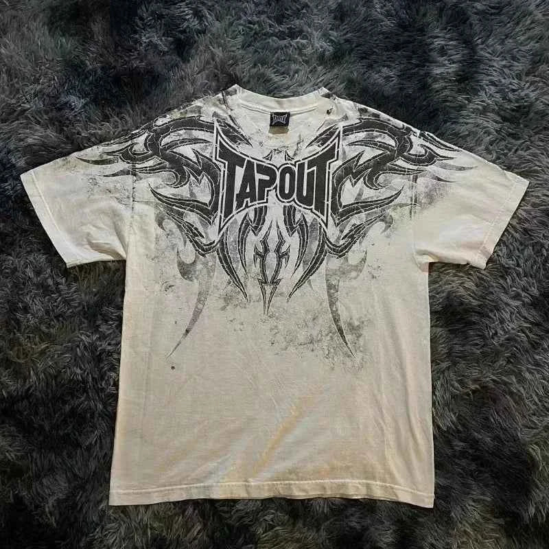 2000s American New Retro Casual Hip-Hop Gothic Print Women Clothing  Fashion T shirt Street Short Sleeved Men And Women Y2K Tops