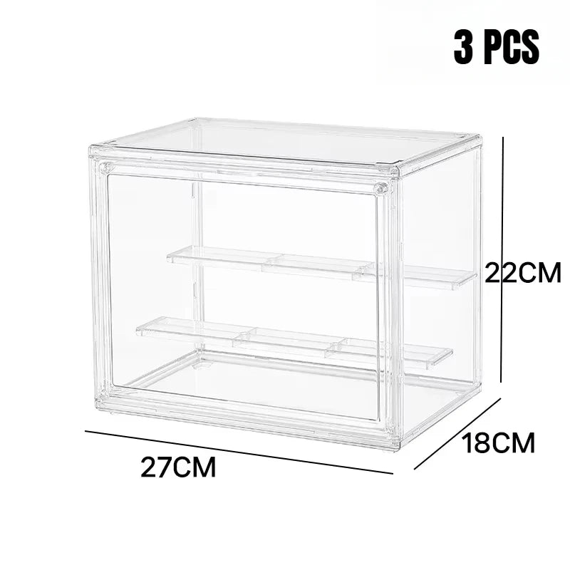 1/2/3/4PCS Acrylic Clear Display Storage Box for Fingures Foldable Display Case for Figurines Dolls Action Figure Organizer box