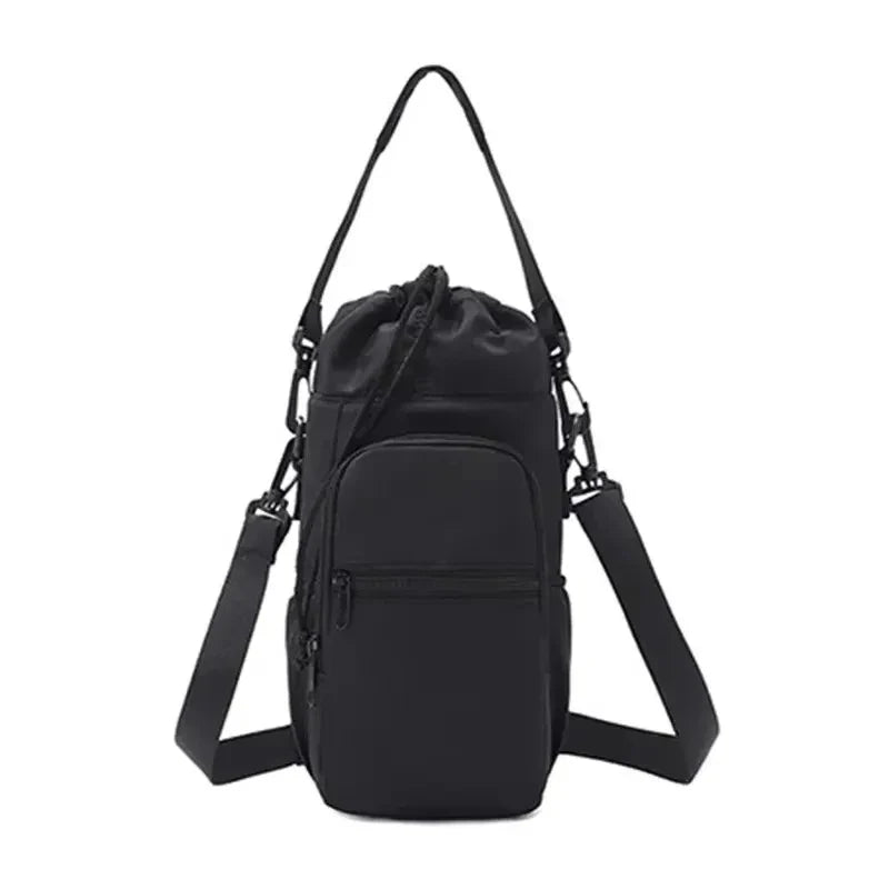 Portable Water Bottle Bag with Adjustable Strap Thermal Mugs Insulated Protective Cover Phone Pocket Outdoor Sports Travel Bag