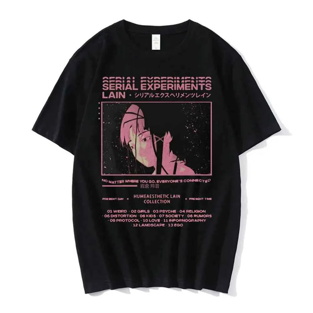 Anime Serial Experiments Lain T-Shirt Men Women Graphic T Shirts Unisex Iwakura Manga Girl Sci Fi Short Sleeve Tee Tops 62463