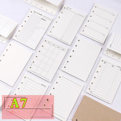 A7 50Sheets Loose Leaf Notebook Refill Spiral Binder Inner Page Weekly Monthly To Do Line Grid Inside Paper Stationery
