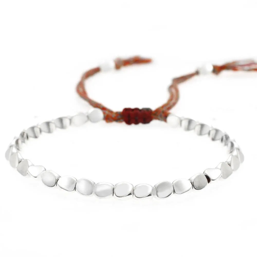 Handmade Tibetan Copper Bead Bracelet Buddhist Braided Cotton Luck Rope Bracelet Good Luck Success Amulet Women Men Vintage