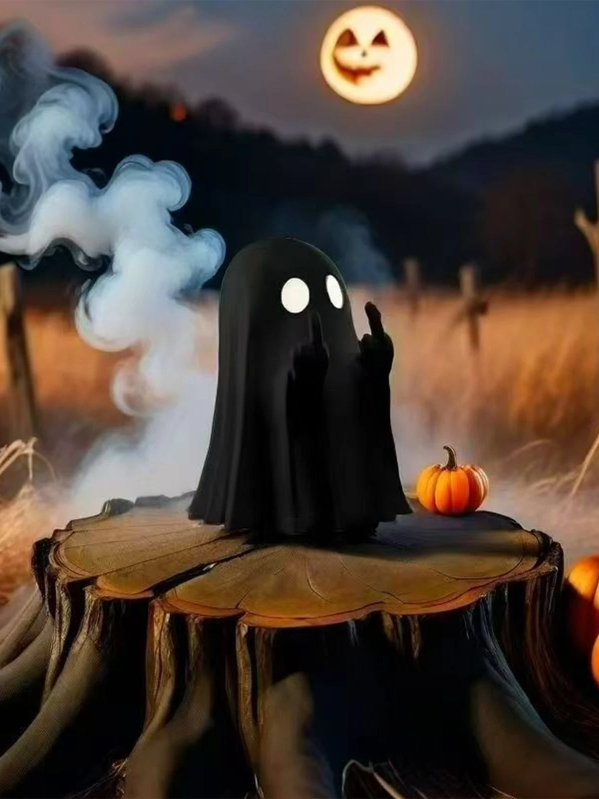 Middle Finger Ghost Statue – Funny Halloween Horror Decoration