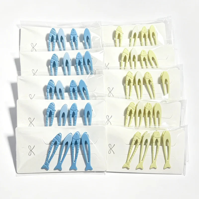 4pcs Simplicity Blue and Yellow Cute Fish Hairclip for Women Elegant Side Clip Fashion Girl Hairpin Hair Accessories